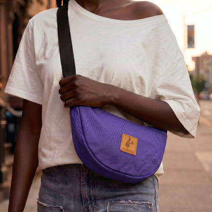 Purple Canvas Round Mini Shoulder Bag 
