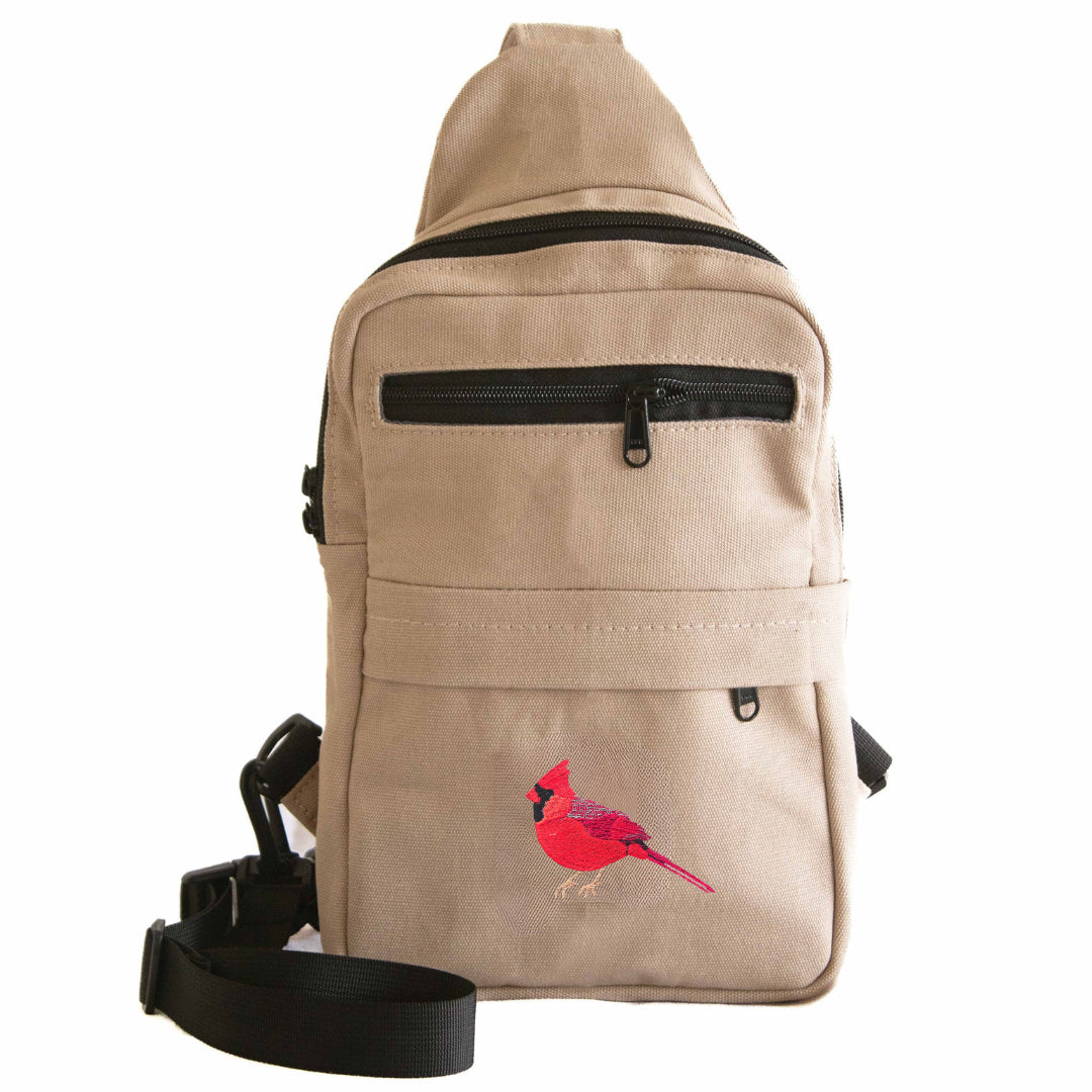 Cardinal Umoja sand white canvas crossbody sling bag 