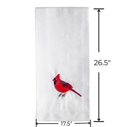 Cotton Kitchen Tea Towels with Bird Embroidery 