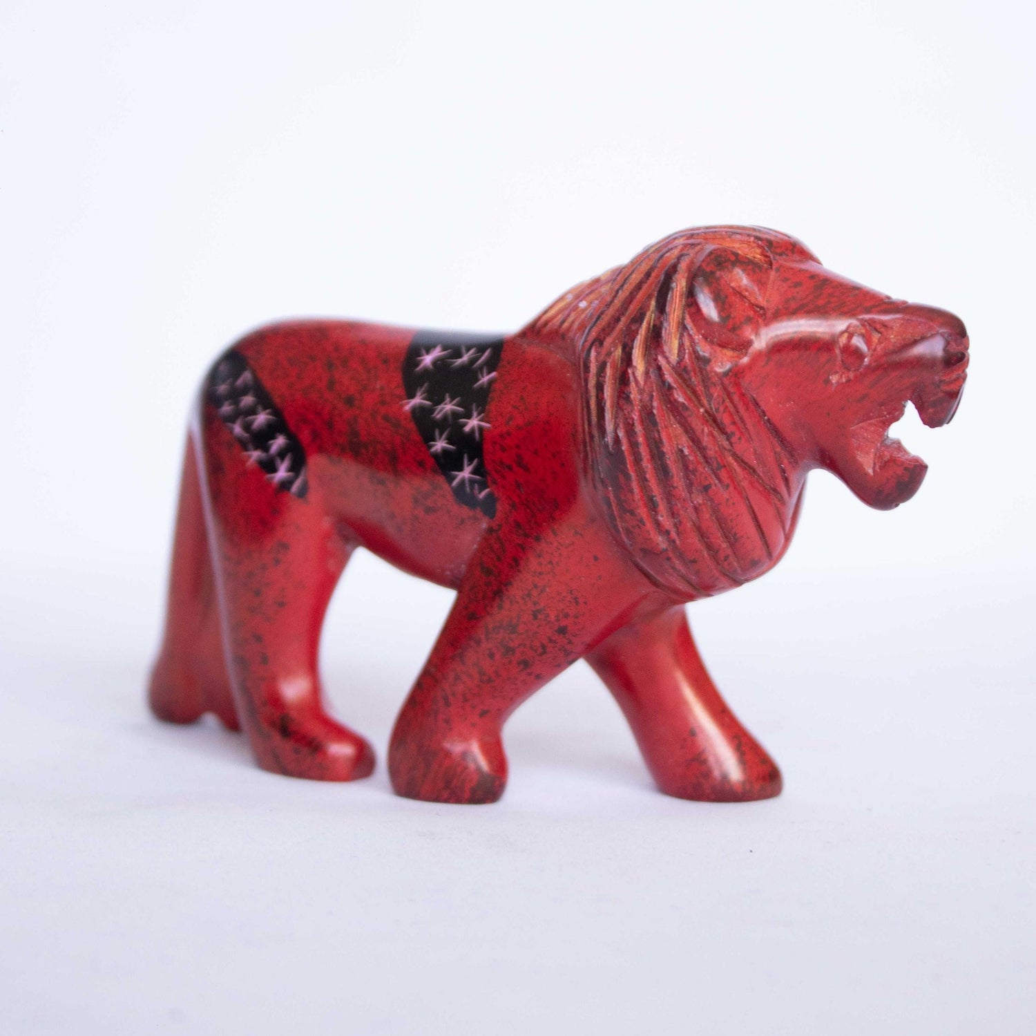 Hand Carved Lion Figurine Soapstone Sculpture