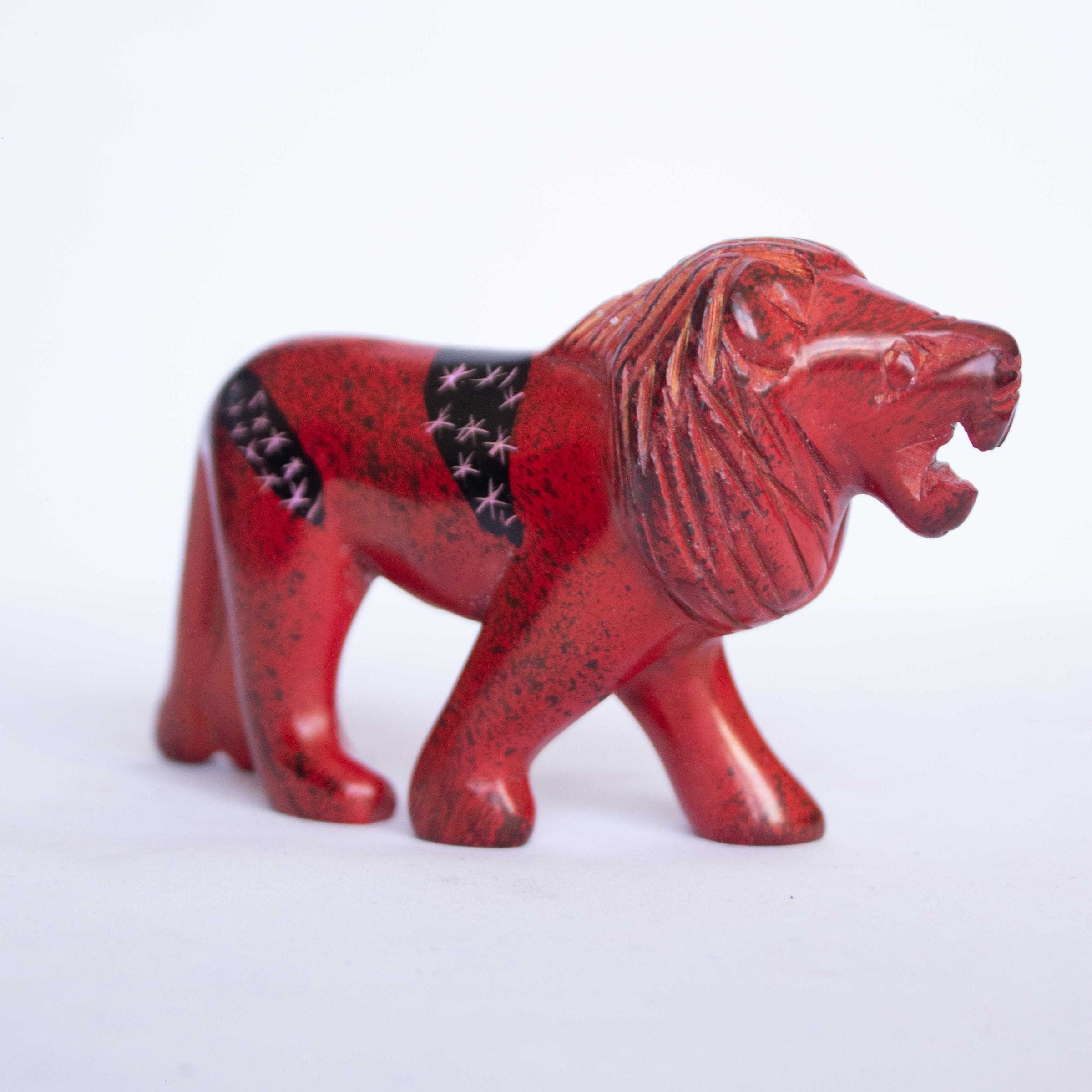 Hand Carved Lion Figurine Soapstone Sculpture