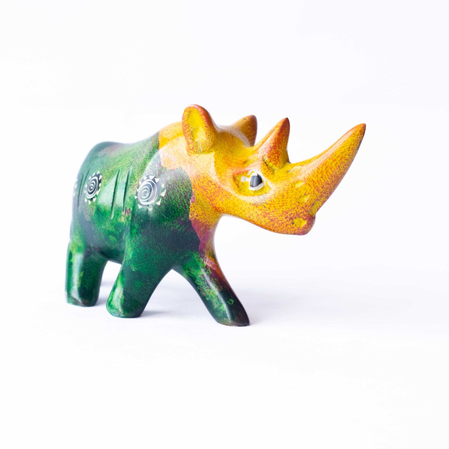 Hand Carved Rhino Figurine Soapstone Sculpture