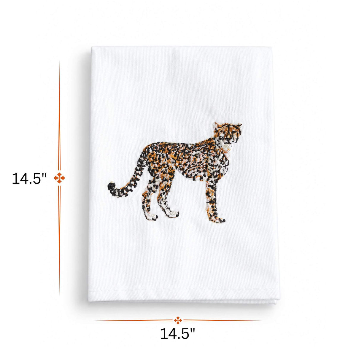 Cheetah Embroidered Cotton Napkins - Handmade - EcoDunia 