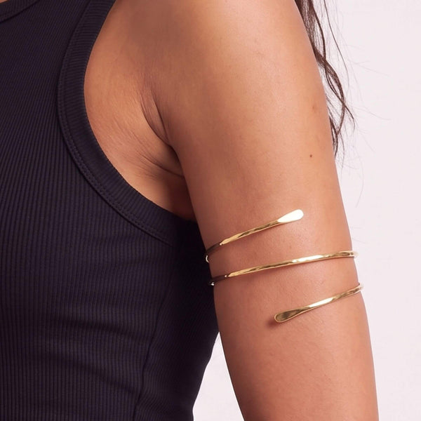 Coil Brass Armlet, Minimalist Upper Arm Cuff | Wayu - EcoDunia