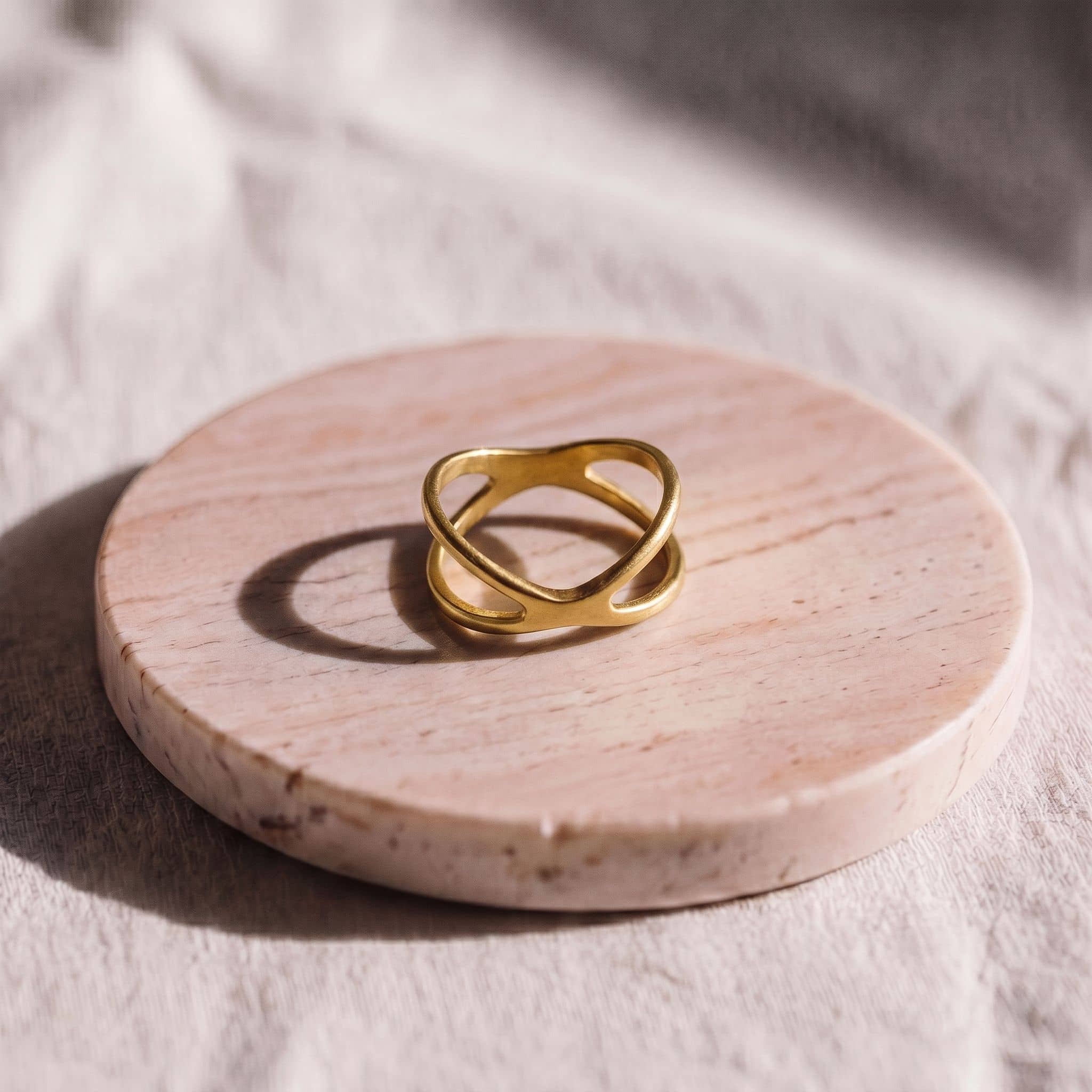 Brass Crisscross Crossover Ring | Adili Ecodunia