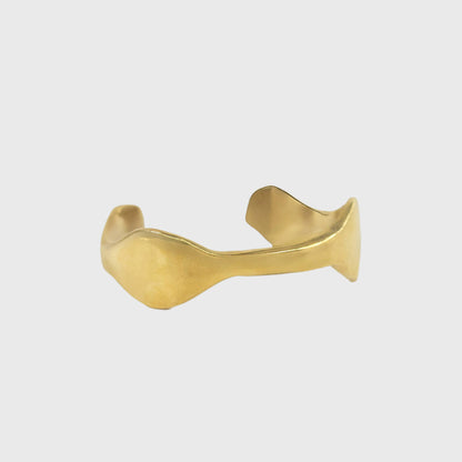 Irregular Wave Cuff Bangle in Brass for Women - Mawimbi
