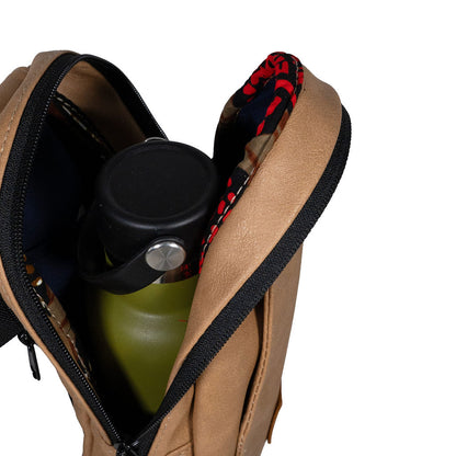 Buru dark tan vegan leather hands-free sling bag 