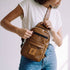 Umoja dark tan vegan leather large crossbody sling bag — Ecodunia 