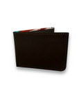 Leather Bifold Slim Wallet- Dark Brown