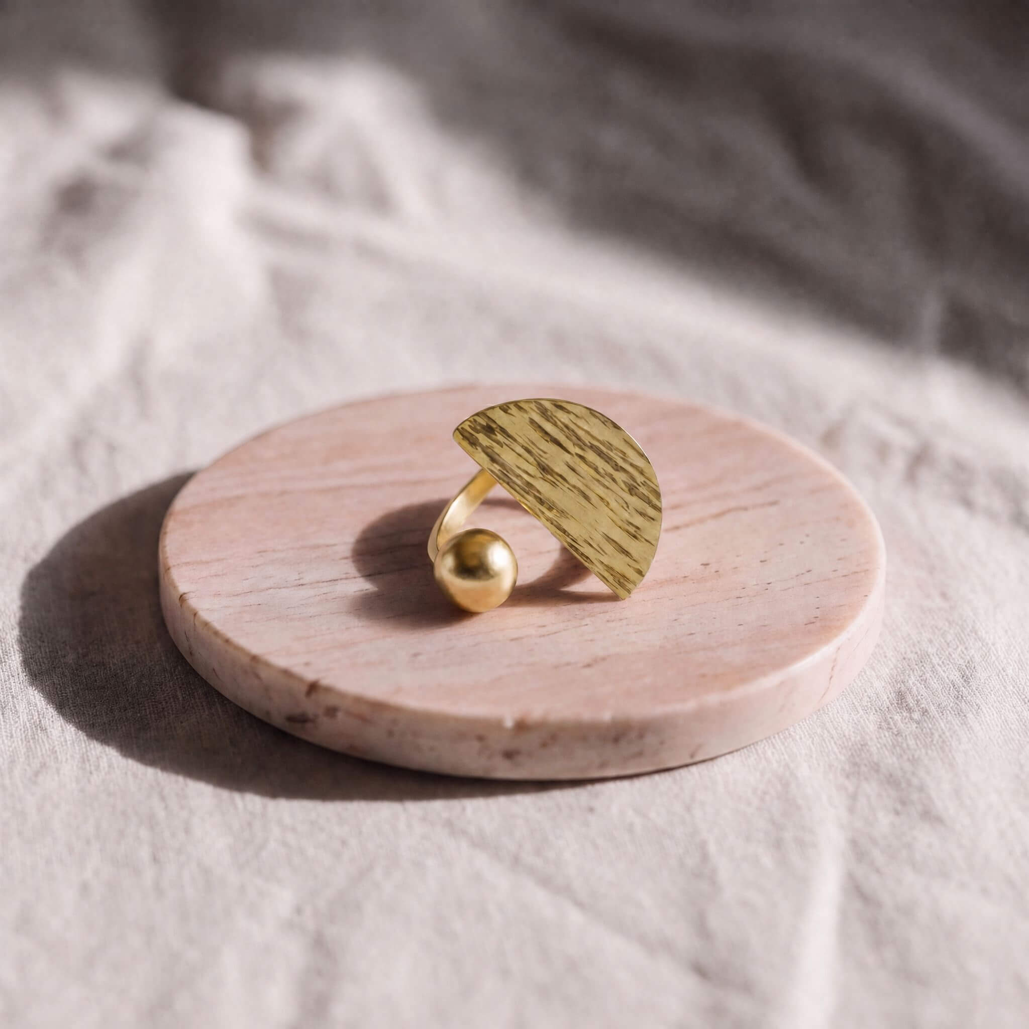 Hammered Half Moon Open Ring | Diani - EcoDunia