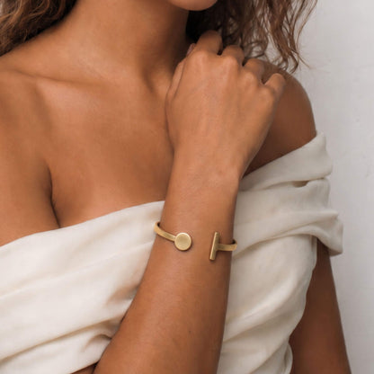 Dice and T-Bar Brass Cuff Bracelet | Jua - EcoDunia