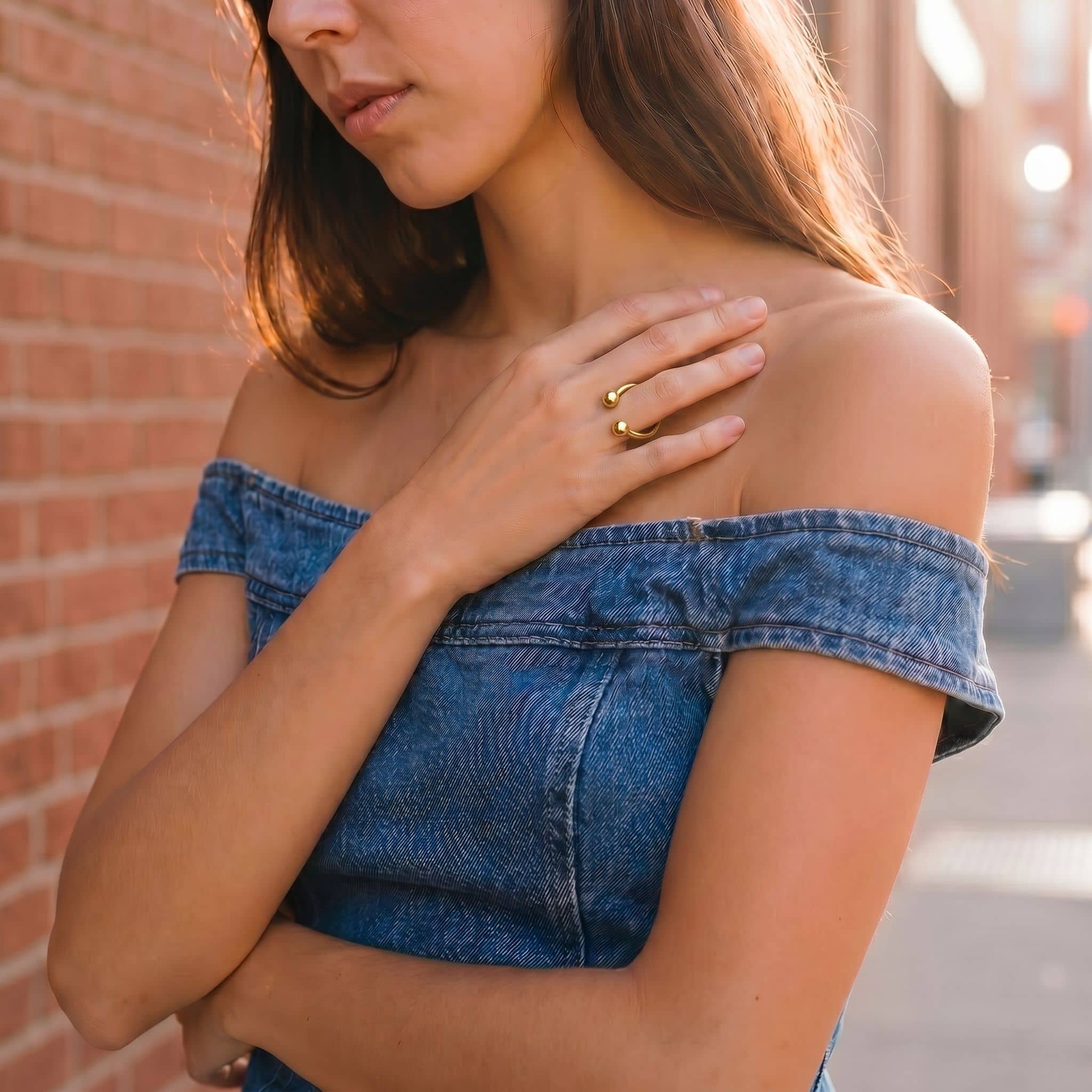 Double Ball Open Cuff Ring | Adia Ecodunia