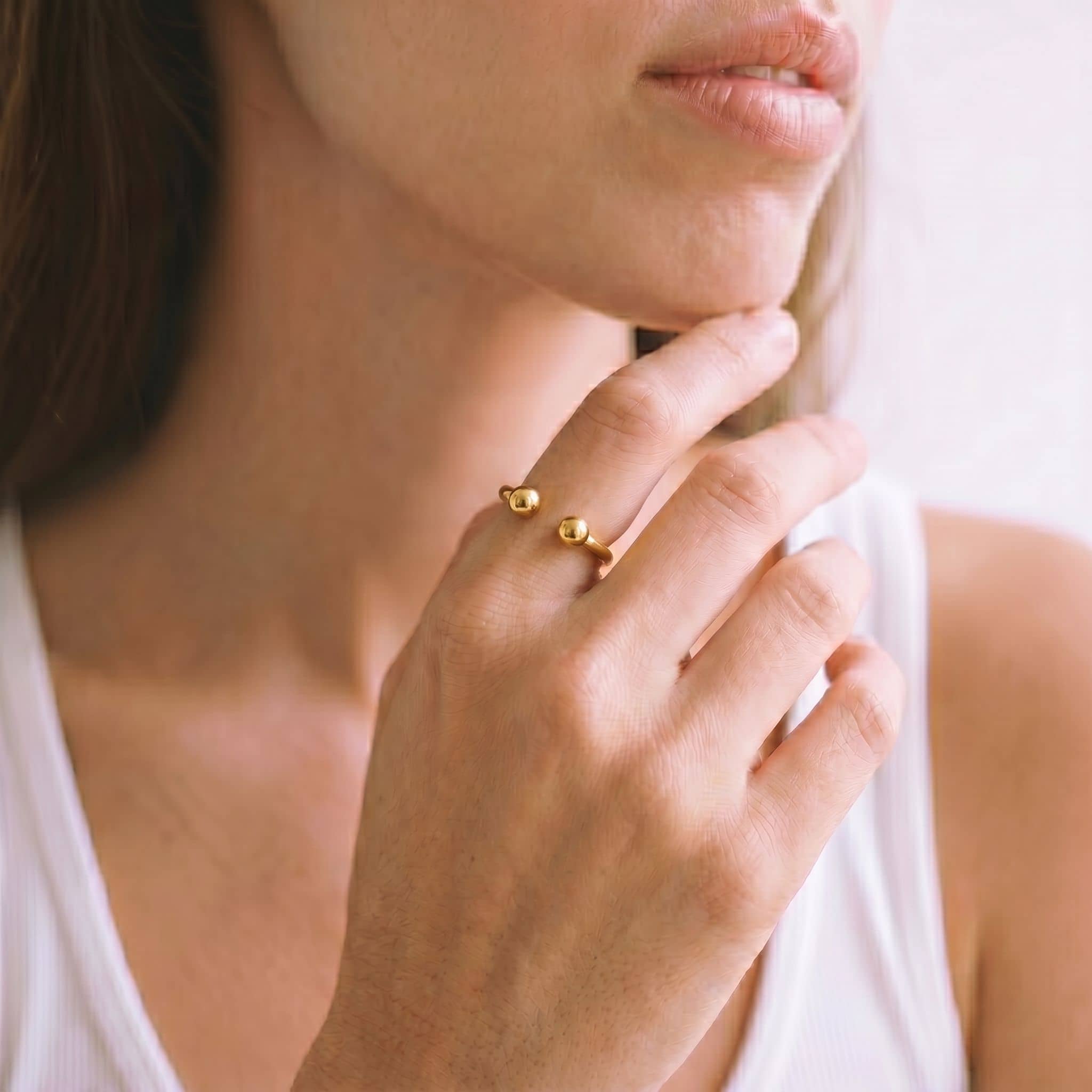 Double Ball Open Cuff Ring | Adia Ecodunia