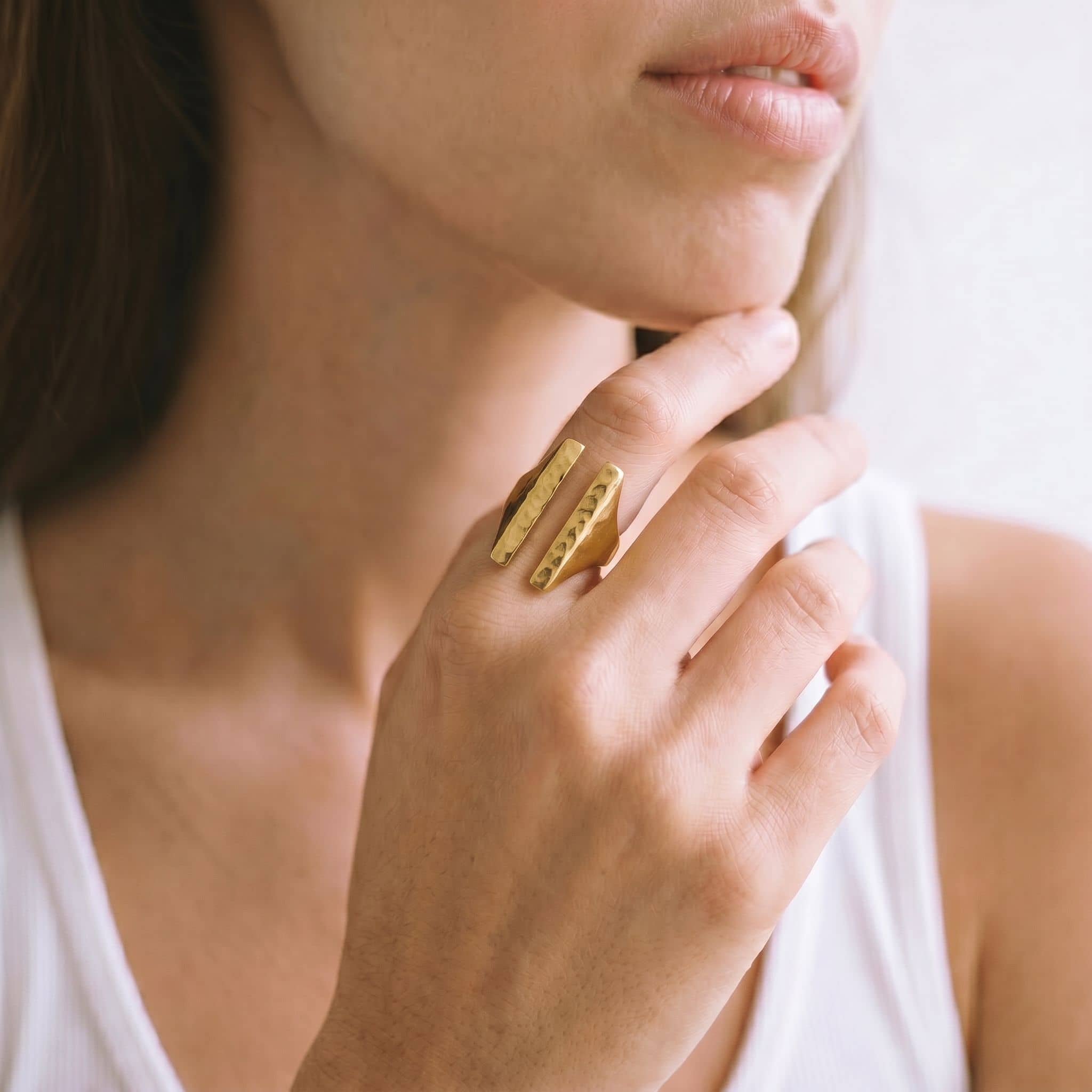 Hammered Double Bar Adjustable Ring | Sema EcoDunia