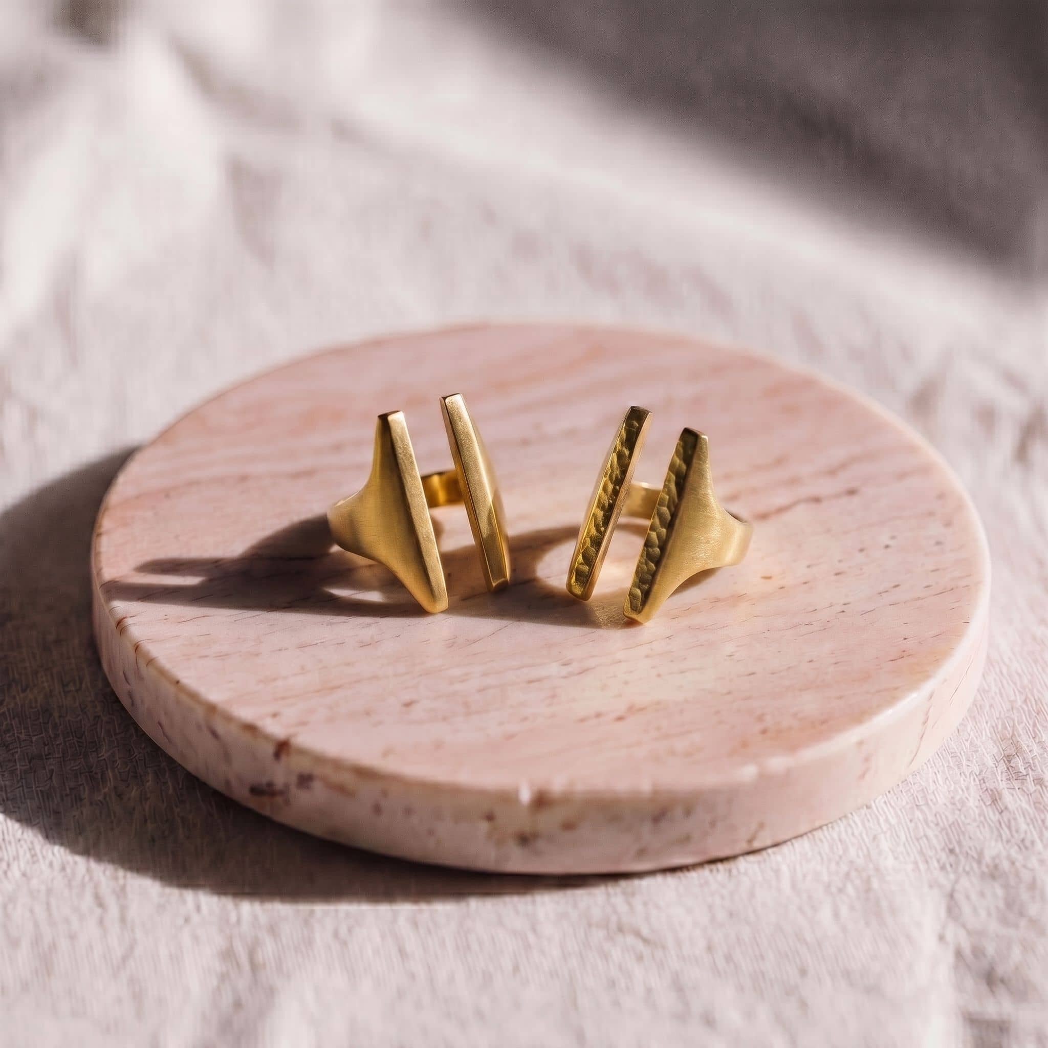 Smooth and Hammered Double Bar Adjustable Ring | Sema EcoDunia
