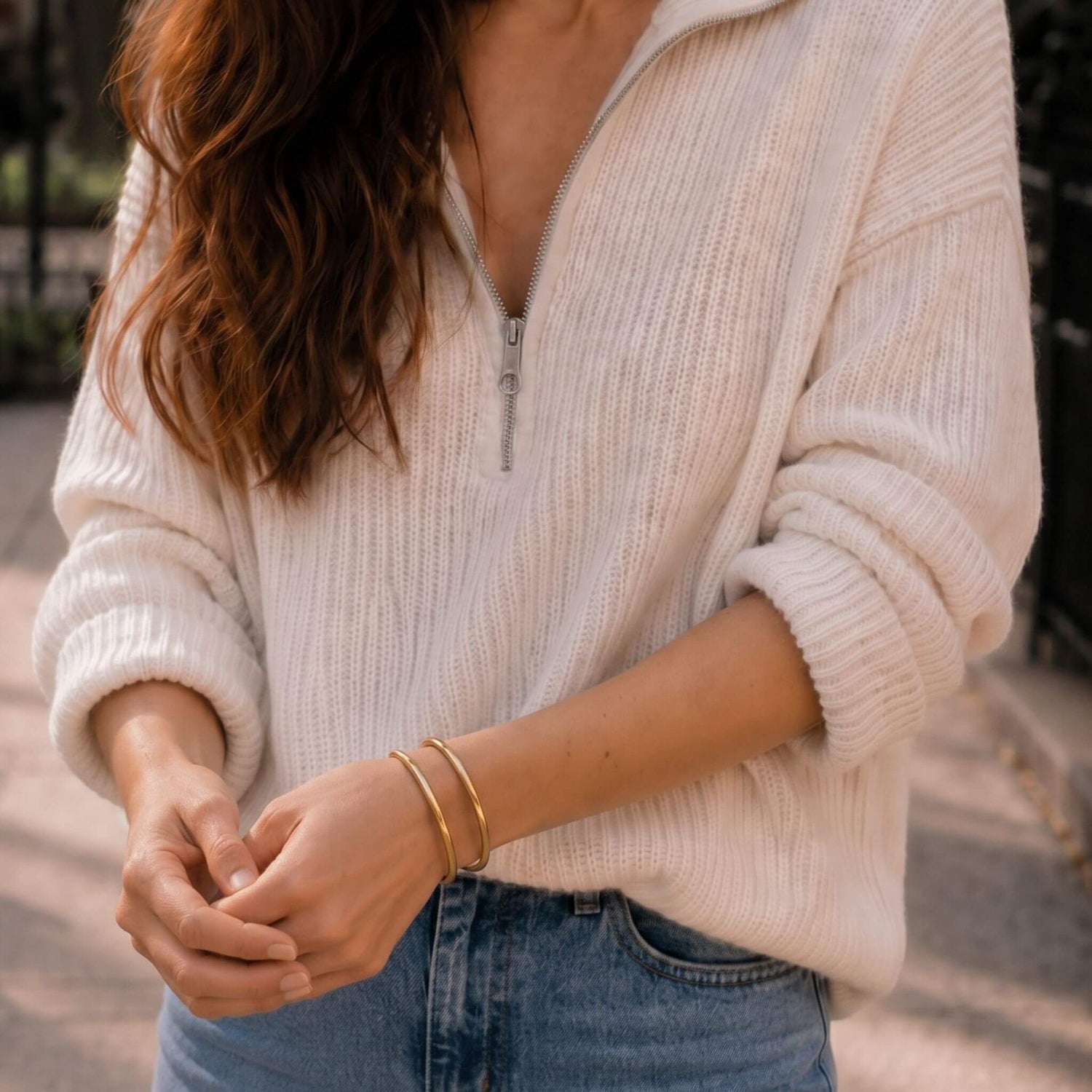 Double Loop Brass Cuff Bracelet | Mia - EcoDunia