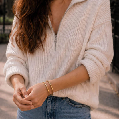 Double Loop Brass Cuff Bracelet | Mia - EcoDunia