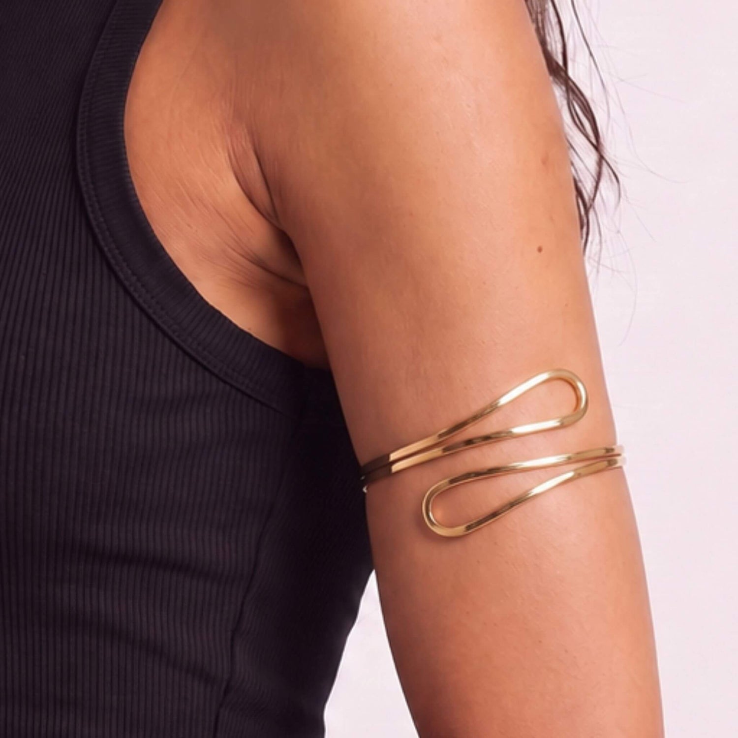 Double Loop Wrap Brass Armlet, Upper Arm Cuff | Sai - EcoDunia