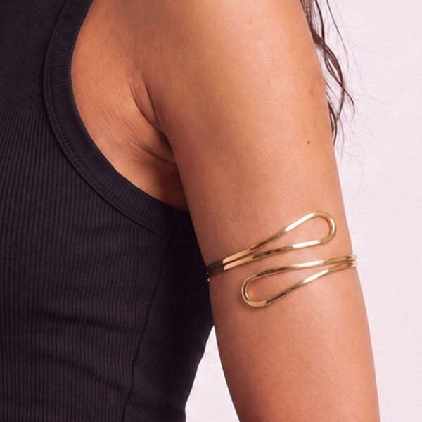 Double Loop Wrap Brass Armlet, Upper Arm Cuff | Sai - EcoDunia