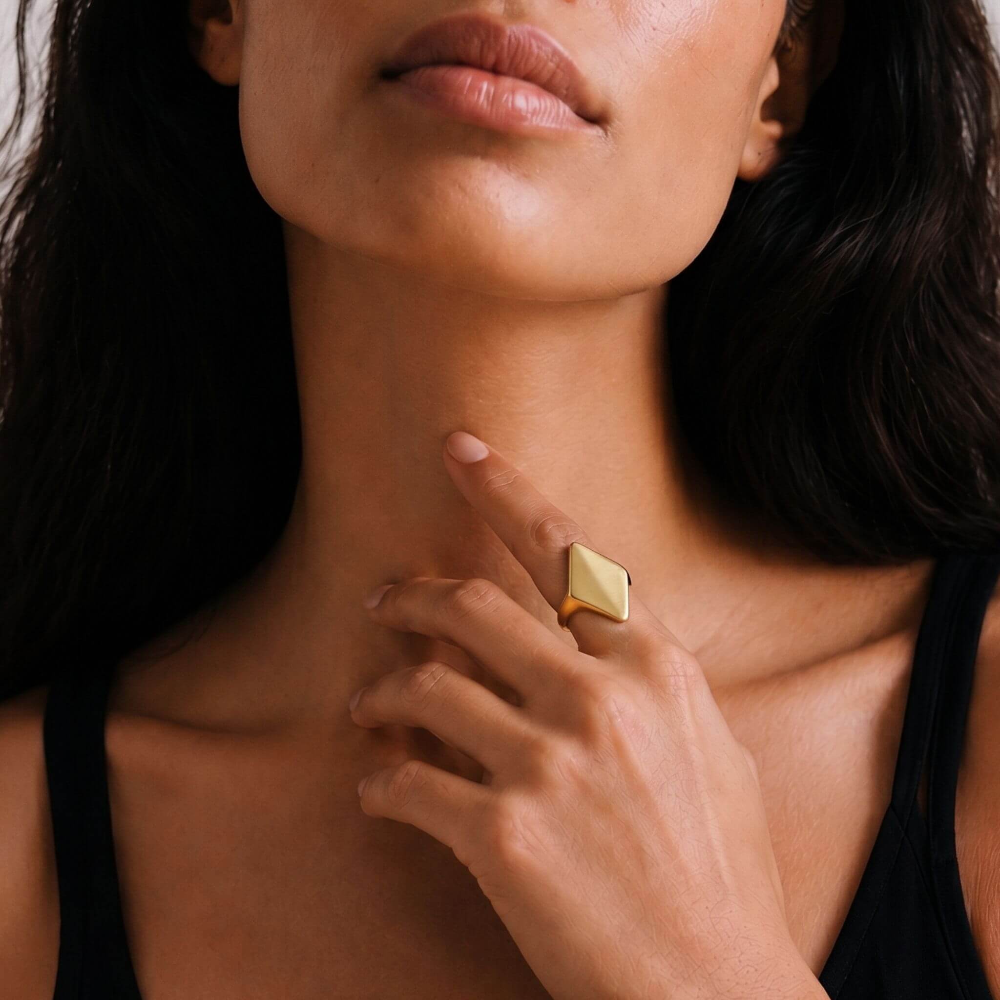 Brass Double Triangle Pyramid Ring | Pia Ecodunia