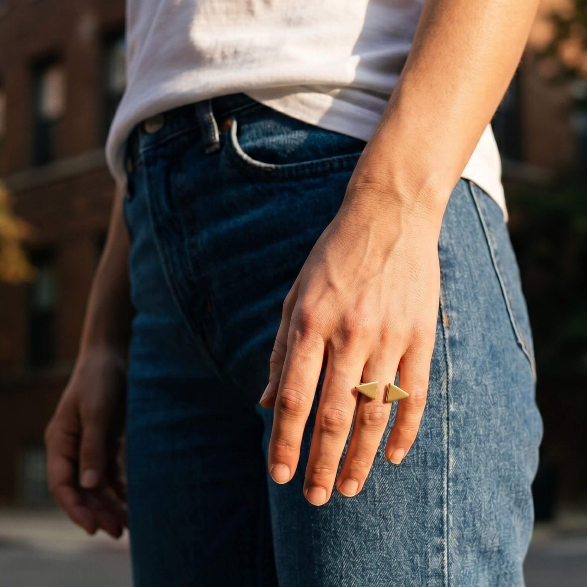 Adjustable Double Triangle Open Ring | Mimi Ecodunia