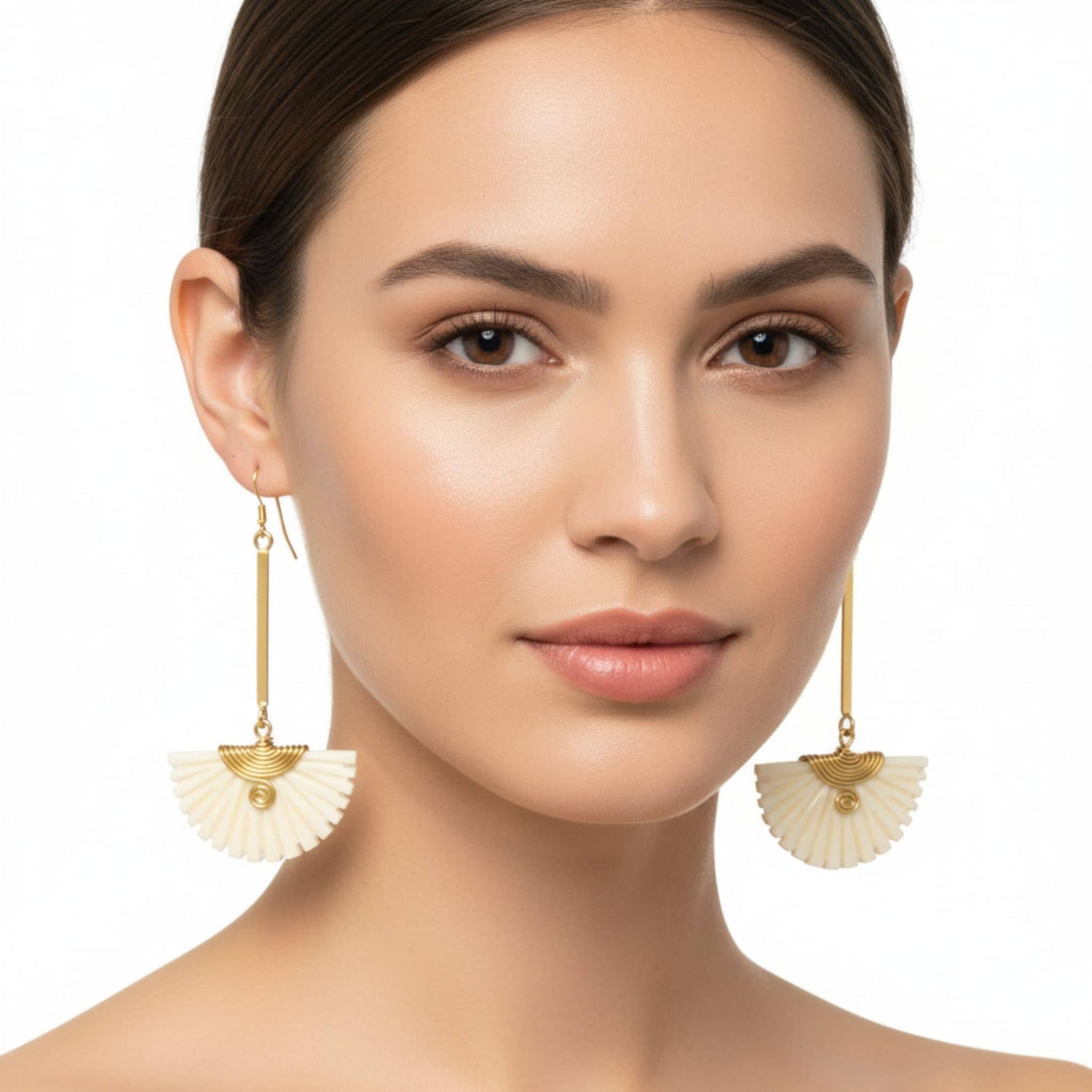 Brass Drop With Bone Earrings for Women - Koa