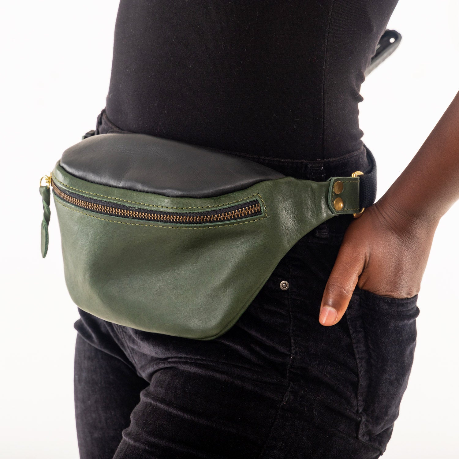 Leather Fanny Pack - Green