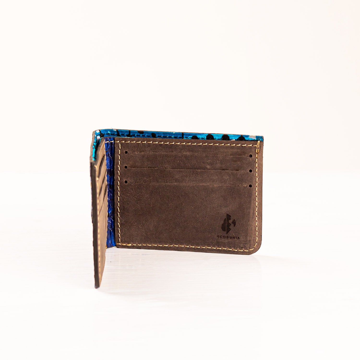 Fish Leather Bifold Wallet - Blue