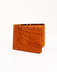 Patterned Leather Bifold Slim Wallet - Orange