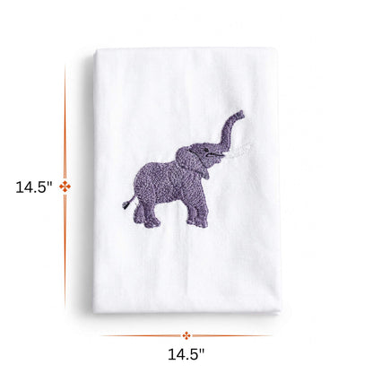 Baby Elephant Embroidered Cotton Napkins - Handmade 