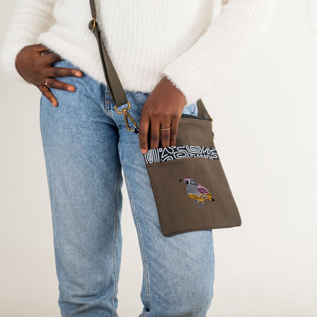 Quail Essentials Bag, Canvas Crossbody Purse 