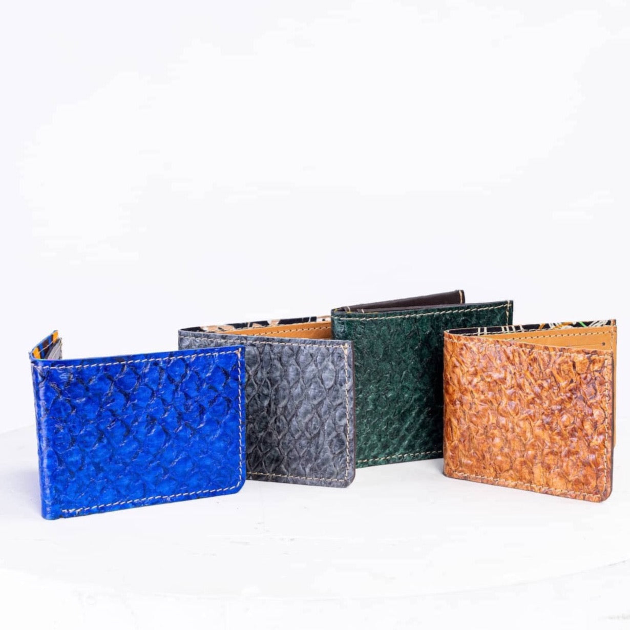 Fish Leather Wallet • Bifold - Blue | Slim
