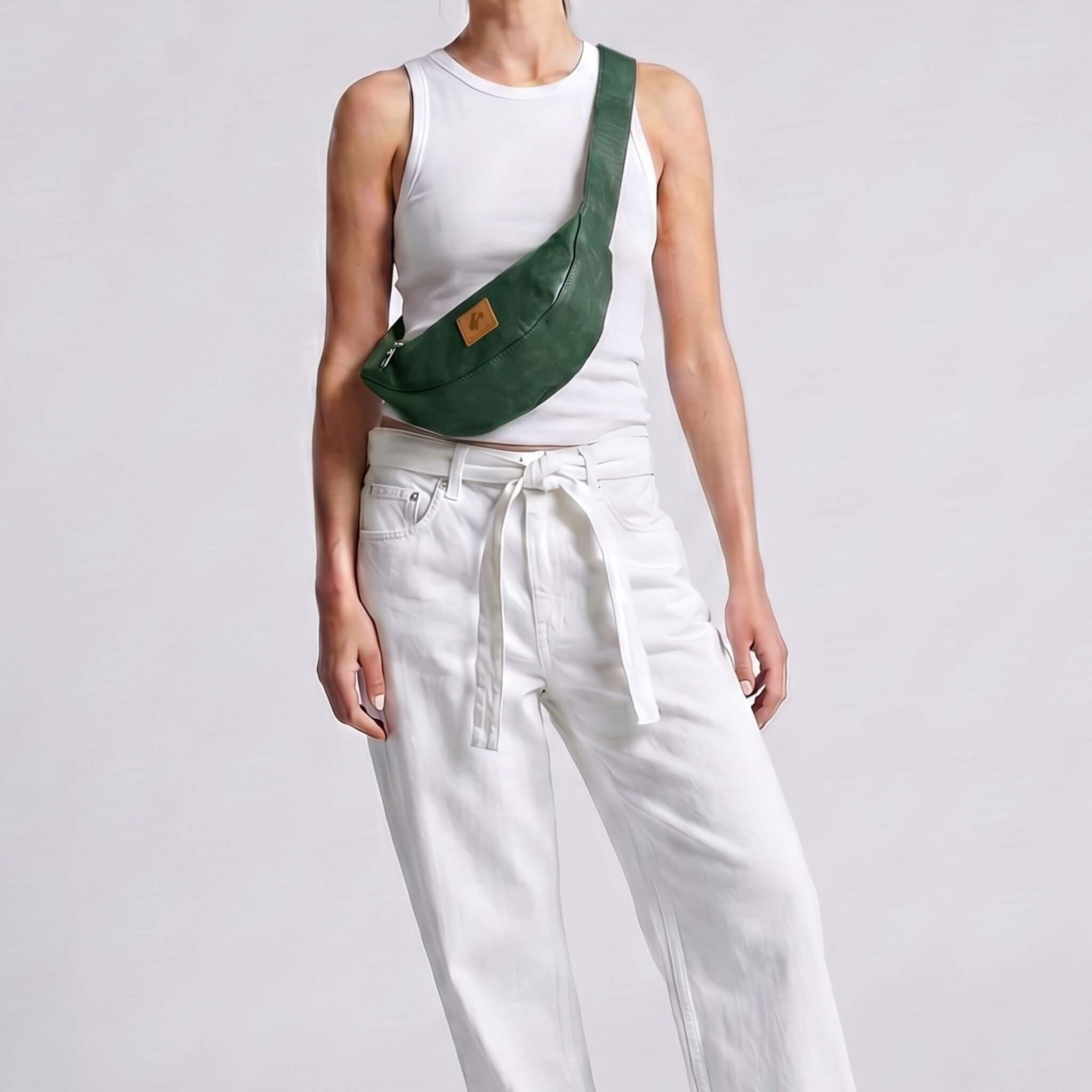 Half Moon Vegan Leather Crossbody Bag 