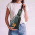 Buru forest green vegan leather sling bag crossbody wear 