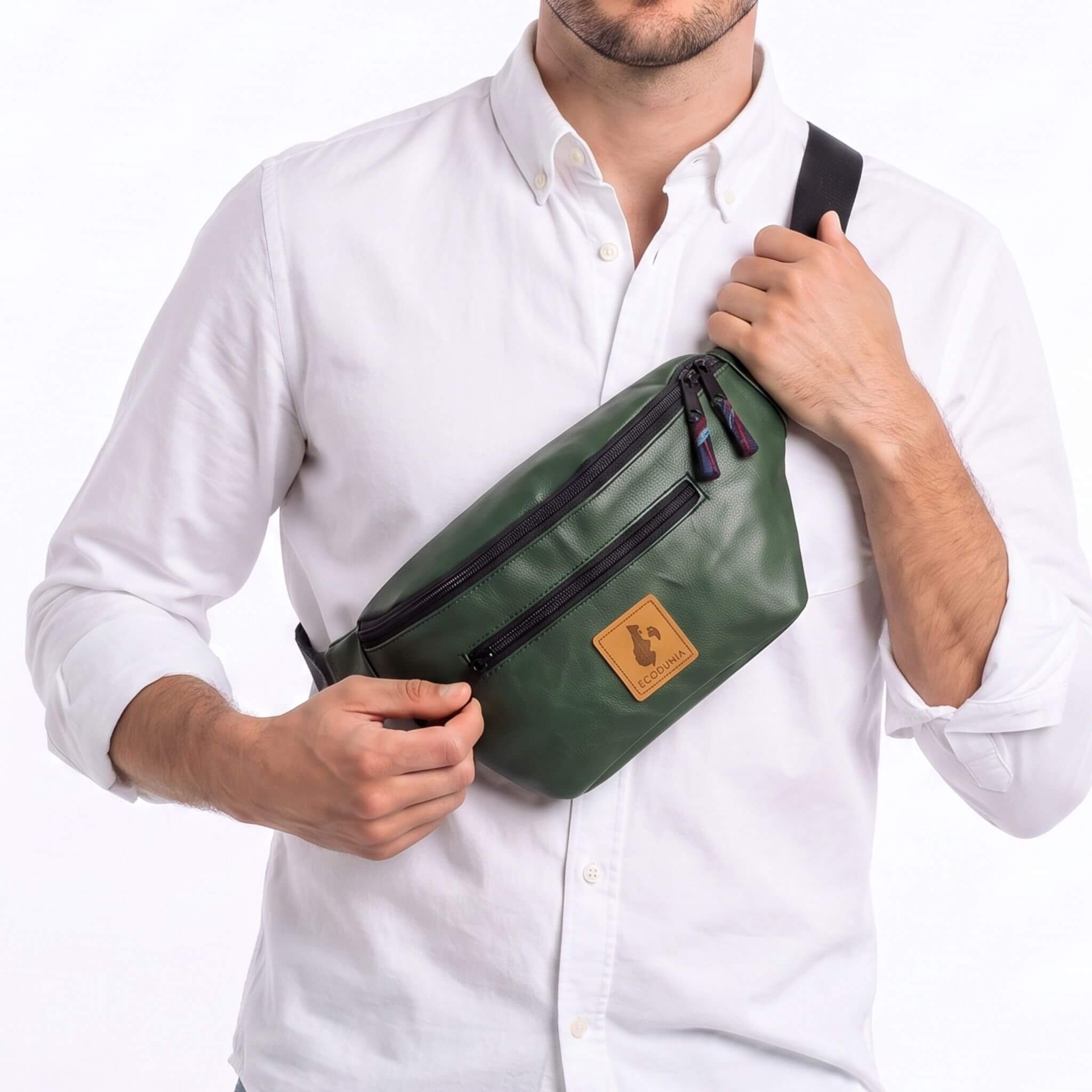 Forest Green Vegan Crossbody Fanny Pack 