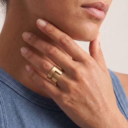 Geometric Cuff Band Brass Ring | Jinja Ecodunia
