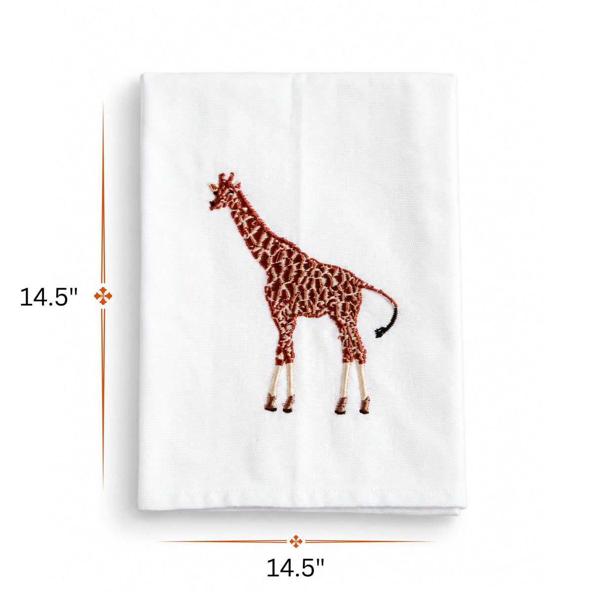 Giraffe Embroidered Cotton Napkins - Handmade 