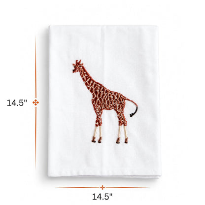 Giraffe Embroidered Cotton Napkins - Handmade 