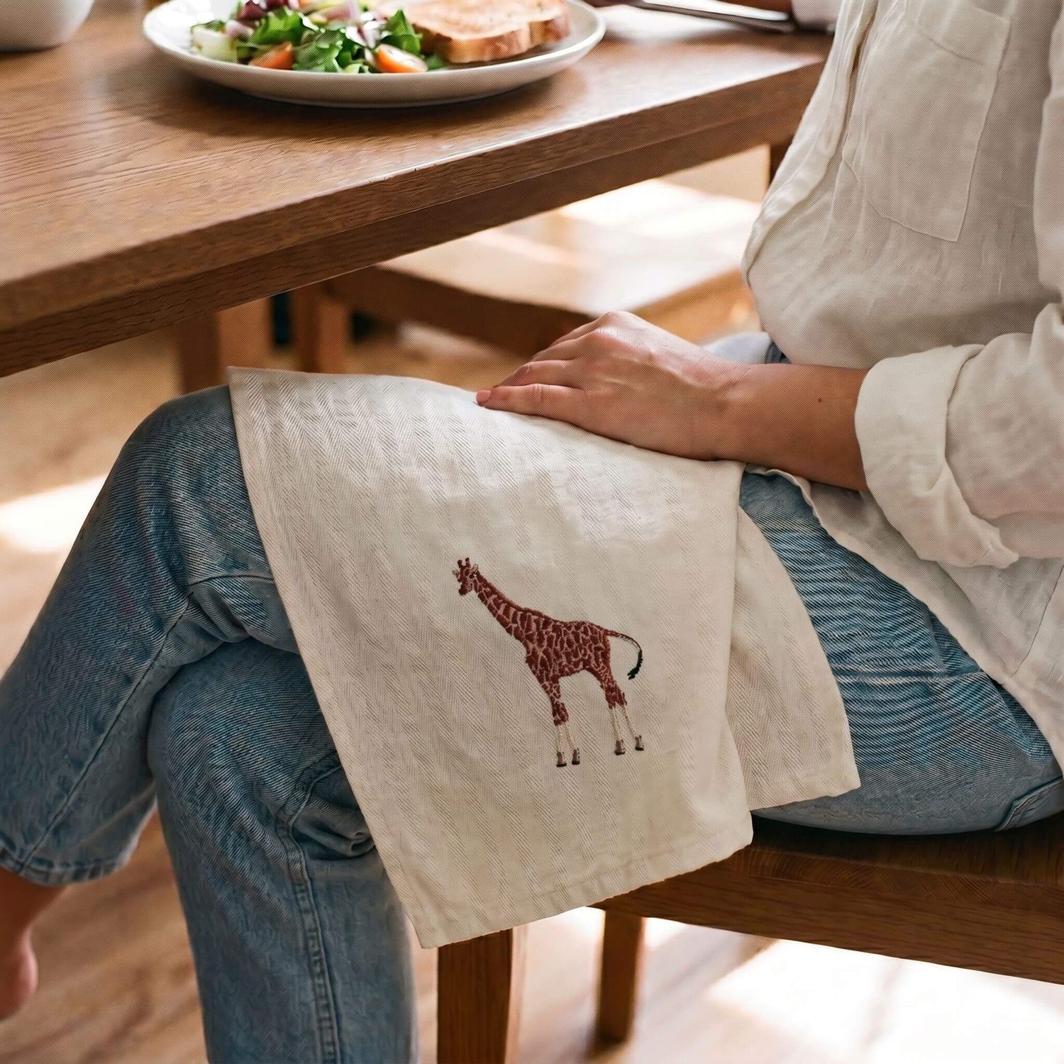 African Wildlife Embroidered Cotton Napkins - Handmade 