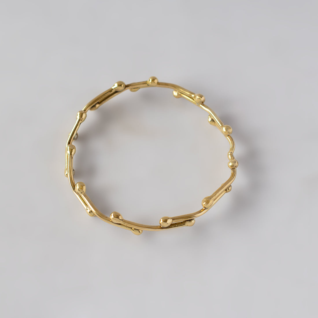 Handmade Brass Round Link Bangle - Kaya Bracelet