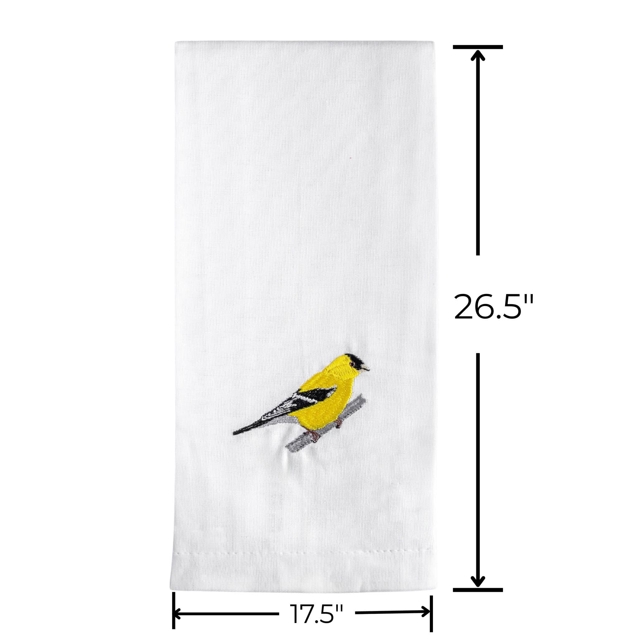 Cotton Kitchen Tea Towels with Bird Embroidery 