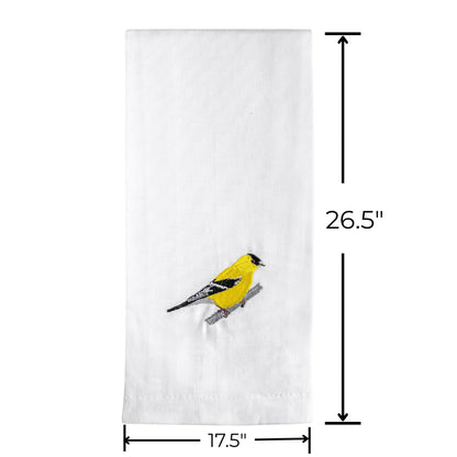 Cotton Kitchen Tea Towels with Bird Embroidery 