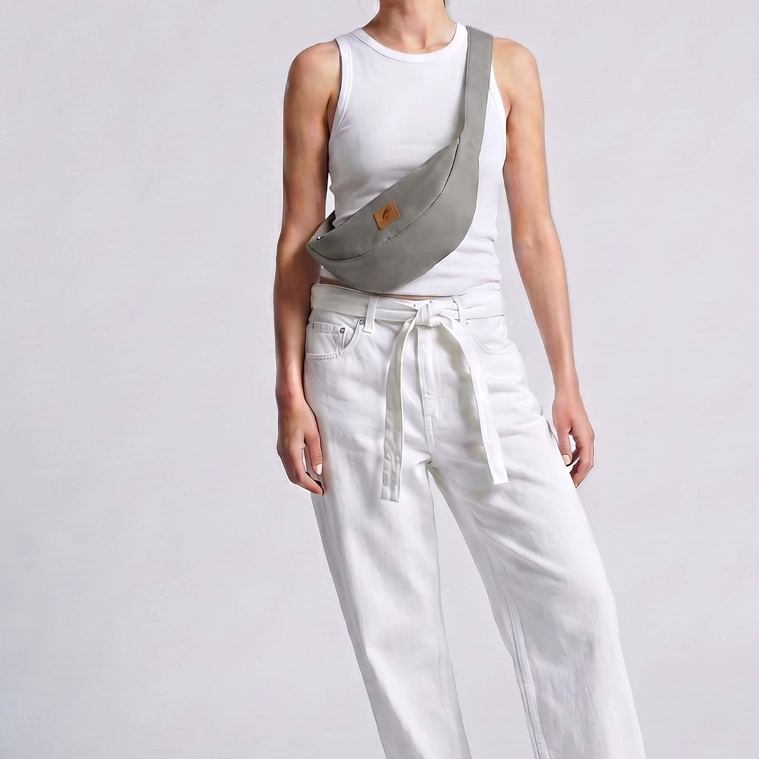 Half Moon Vegan Leather Crossbody Bag 
