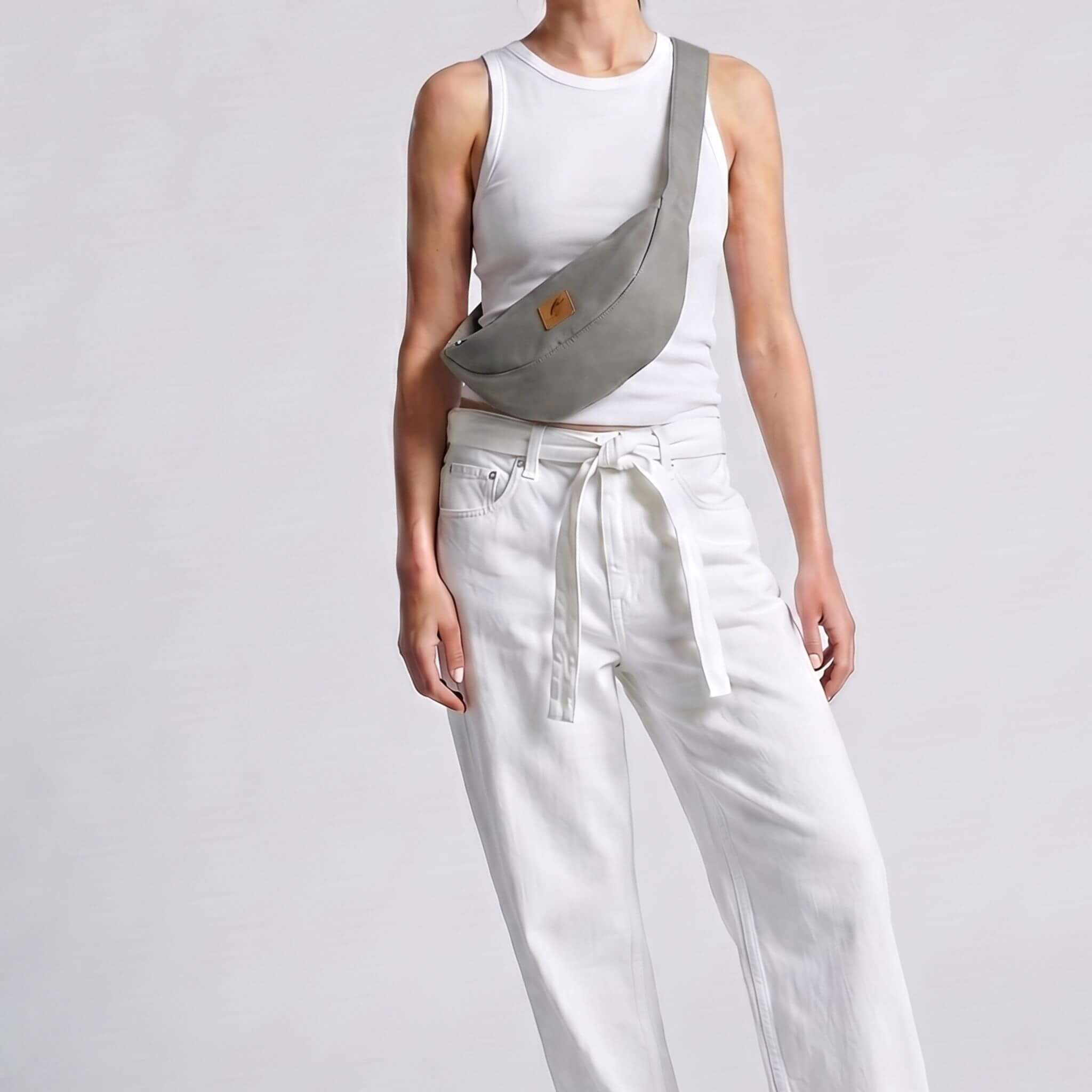Half Moon Vegan Leather Crossbody Bag 