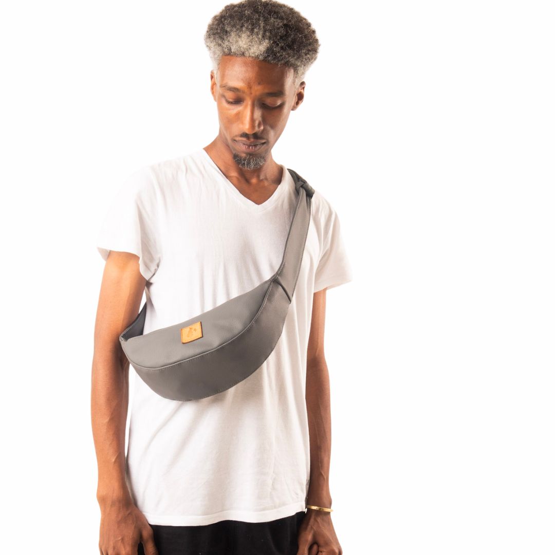 Half Moon Vegan Leather Crossbody Bag 
