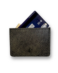 Patterned Leather Card Holder - Gray Pebble