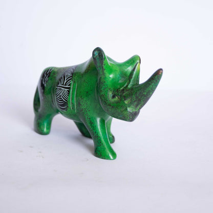 Hand Carved Rhino Figurine Soapstone Sculpture