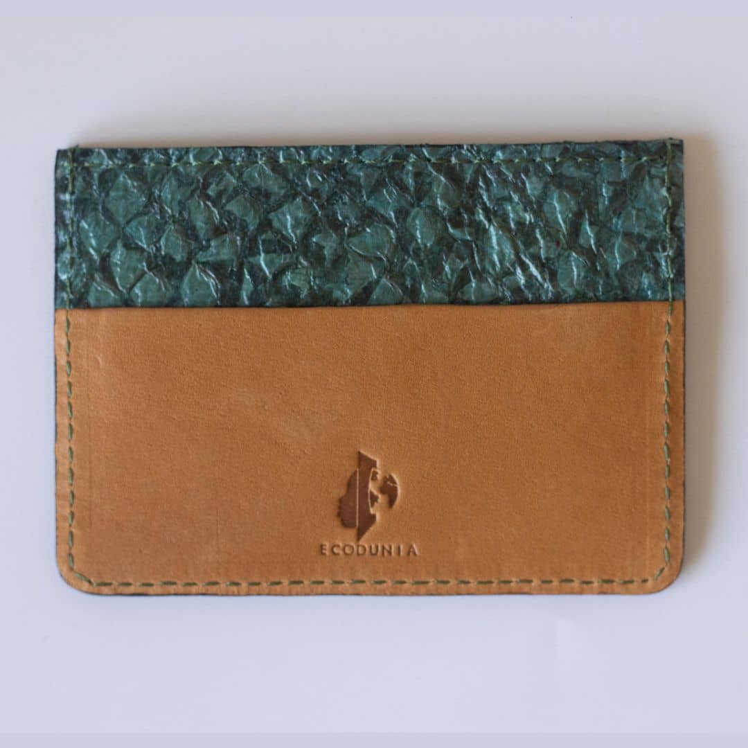 Fish Card Holder Wallet, Unisex Leather Card Case - EcoDunia #color_emerald-green-tan