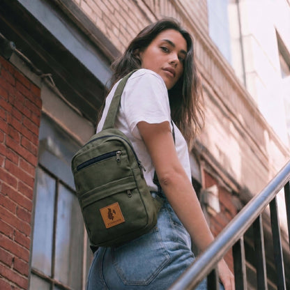 Umoja green canvas crossbody sling bag 