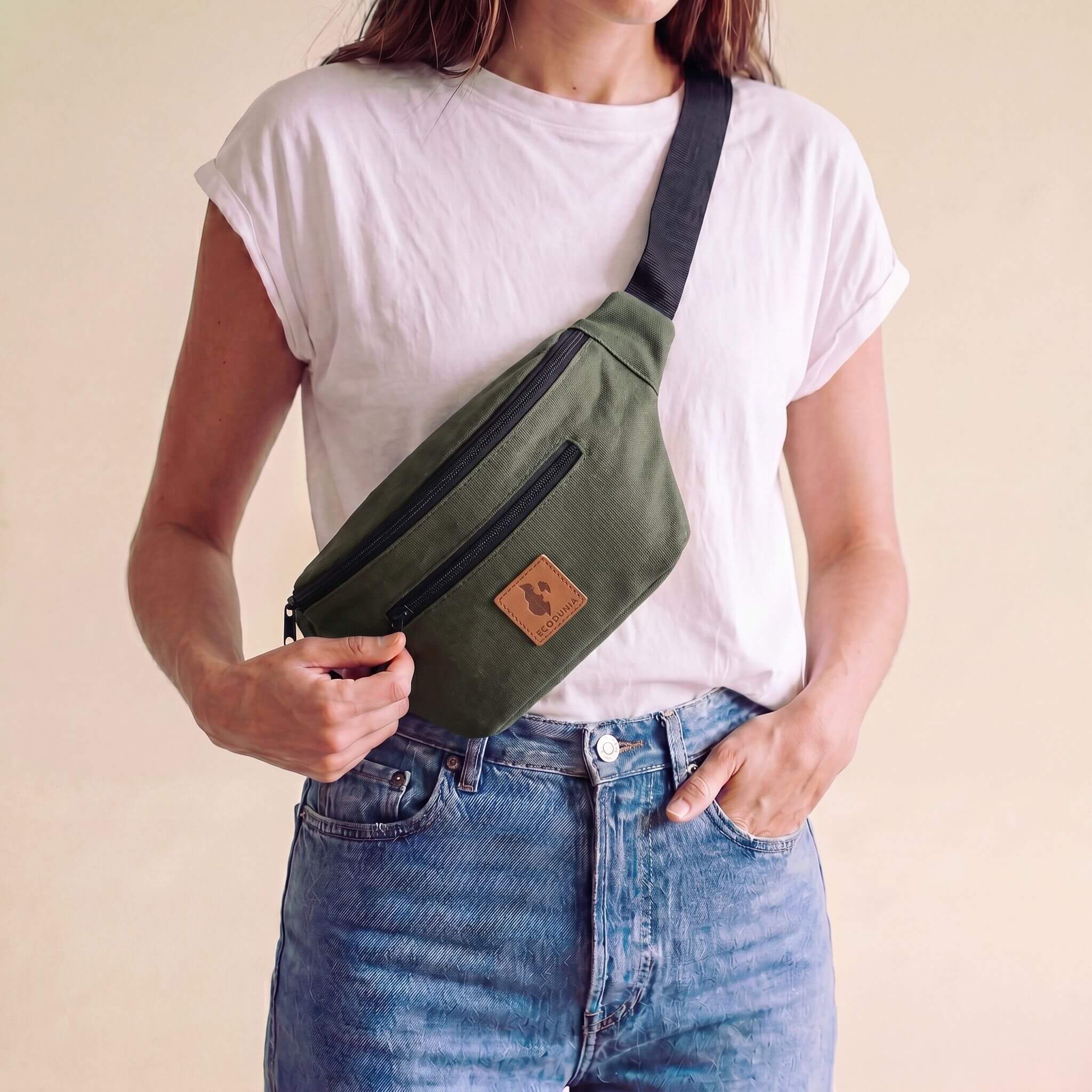 Anto Canvas Crossbody Fanny Pack #color_green